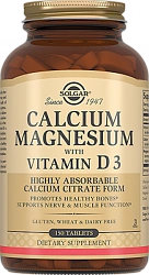 Кальций-Магний с витамином Д3 тб фл N150x1 Solgar Vitamin США 