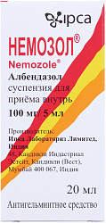 Немозол сусп внутр 100мг/5мл 20мл фл пач карт N1x1 Ипка Лабораториз ИНД 