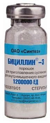 Бициллин-3 пор д/приг в/м сусп 1200000ЕД фл пач карт N1x1 Синтез РОС 